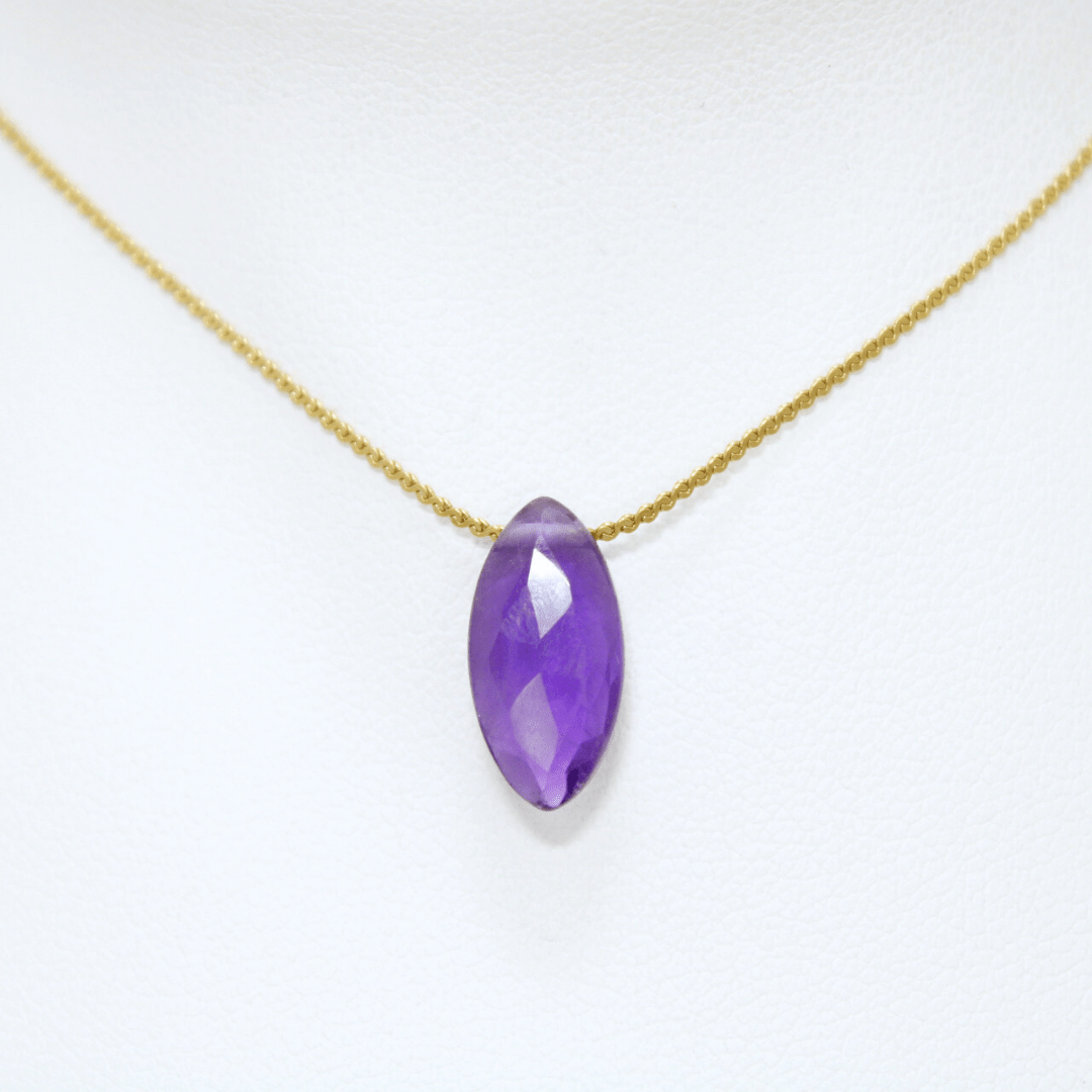 Collar Amatista Acero Inoxidable