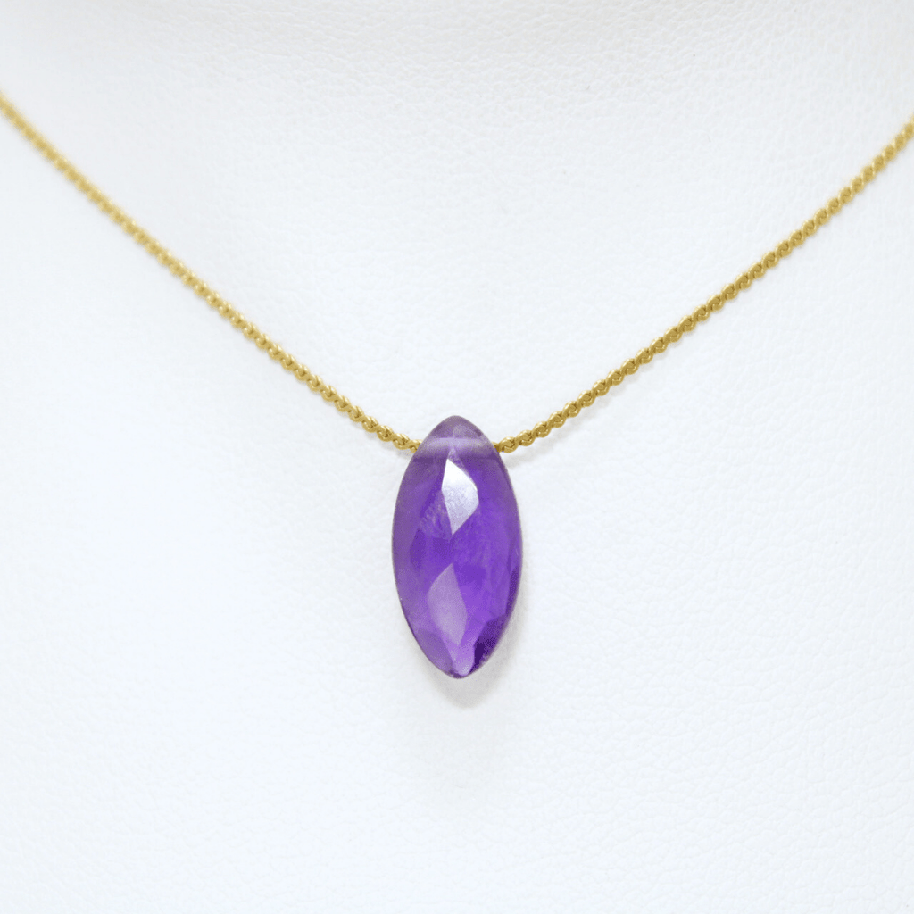 Collar Amatista Acero Inoxidable