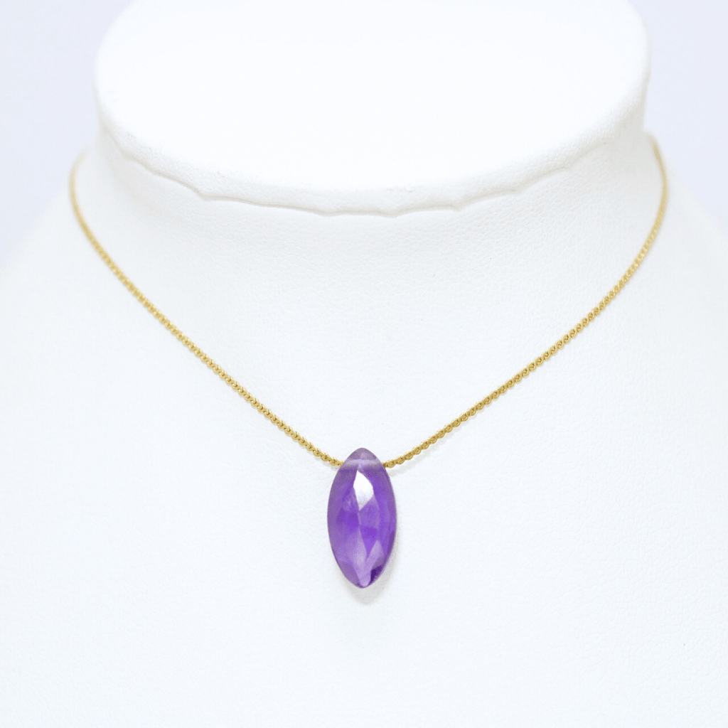 Collar Amatista Acero Inoxidable