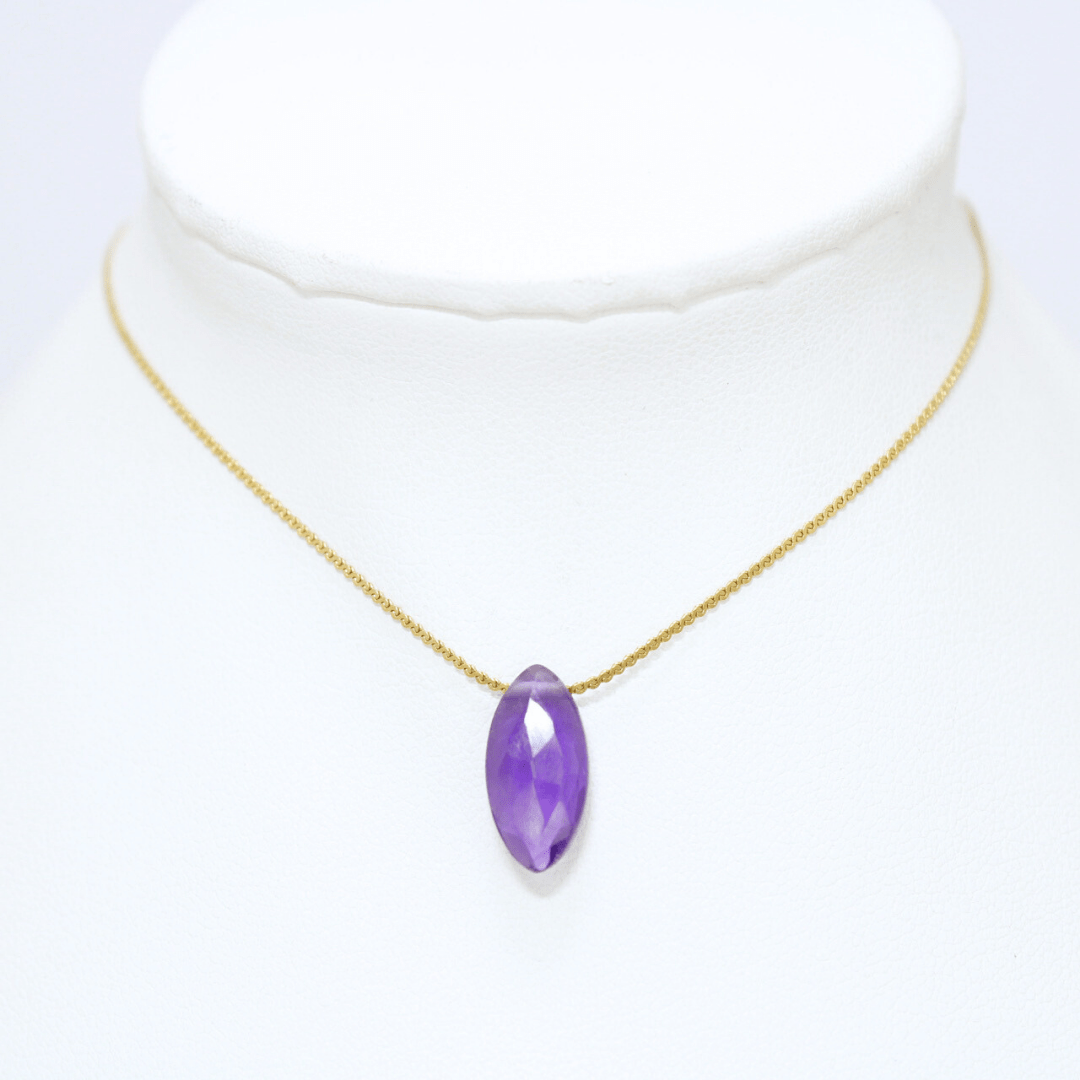 Collar Amatista Acero Inoxidable