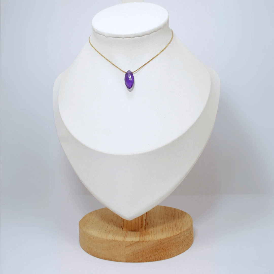 Collar Amatista Acero Inoxidable
