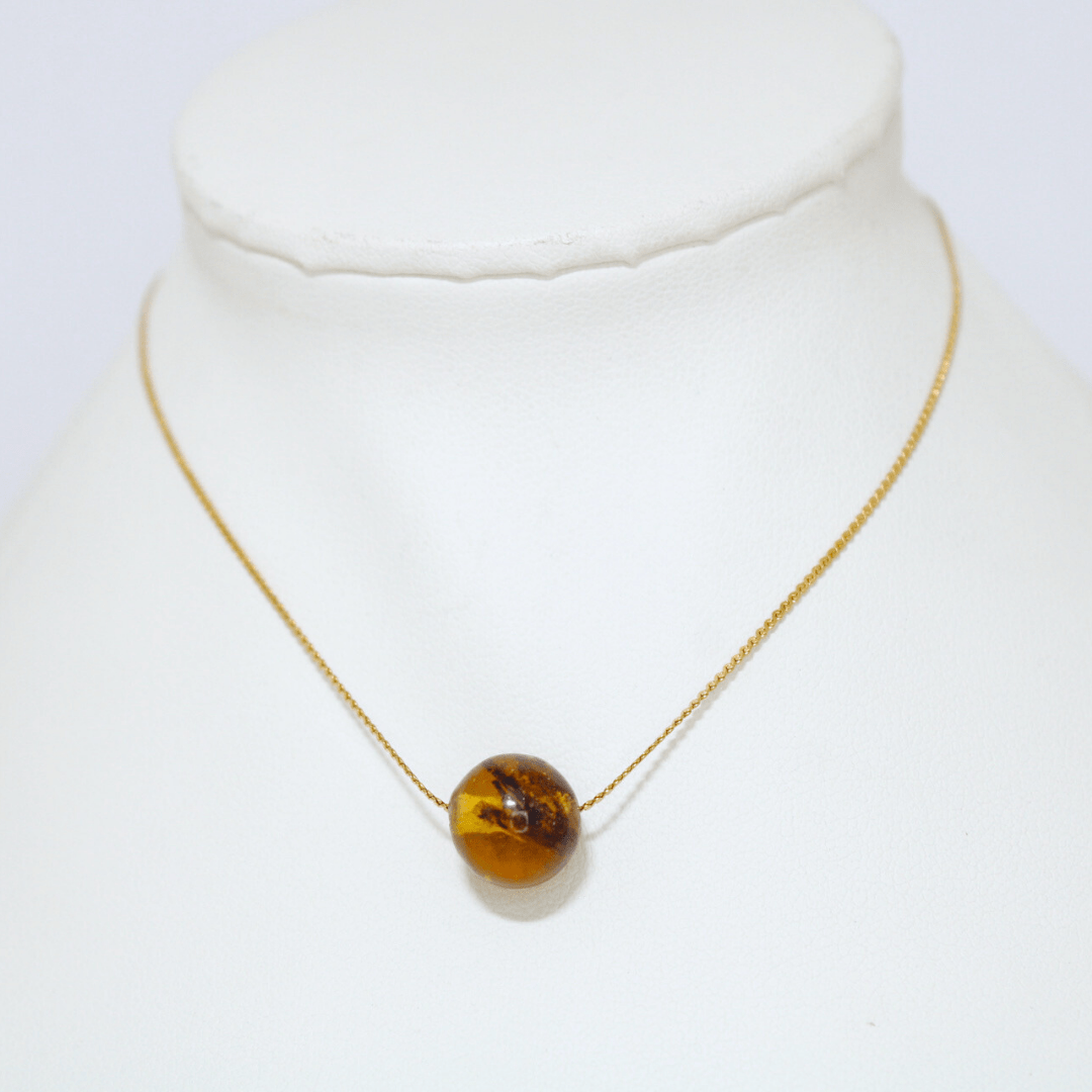 Collar Ámbar Acero Inoxidable