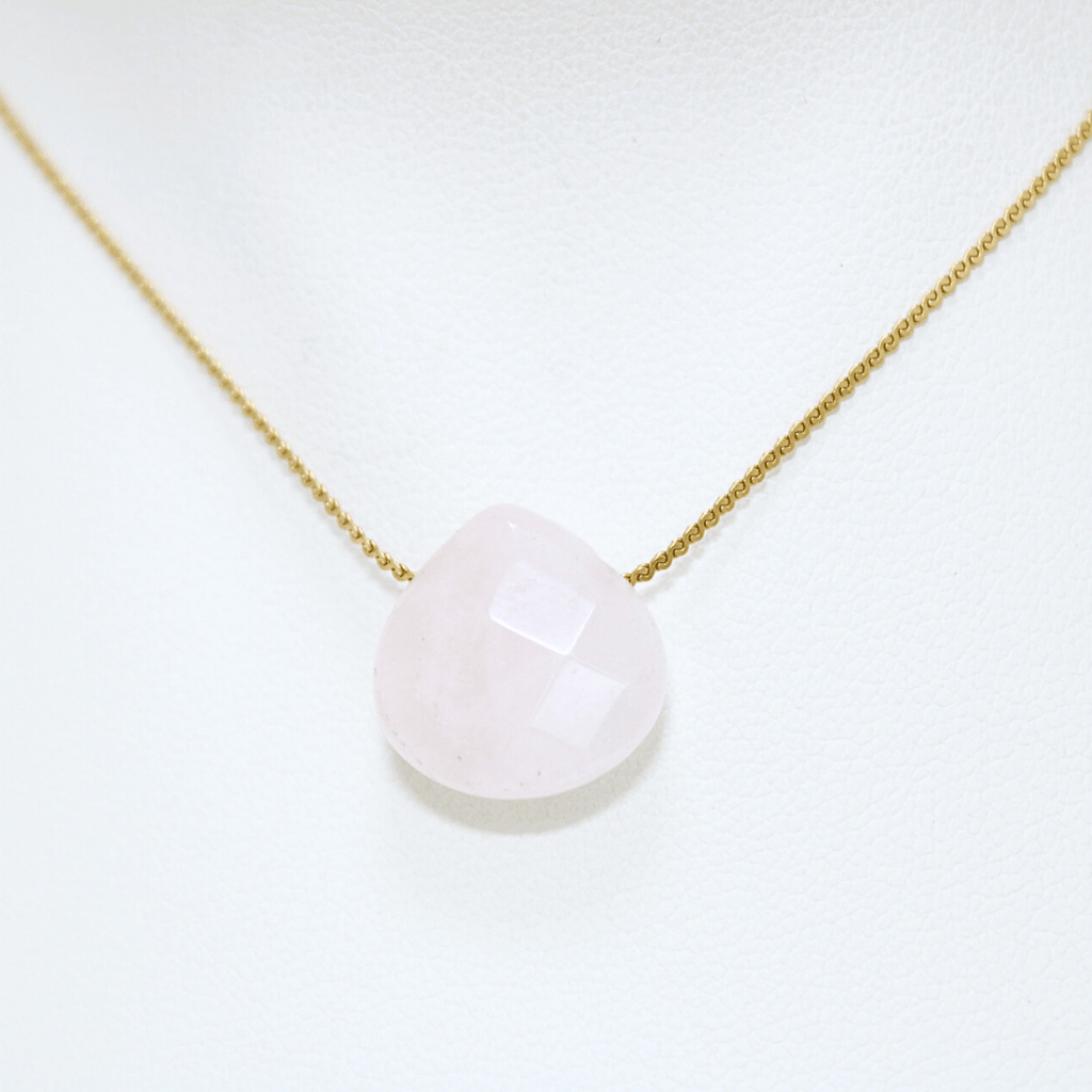 Collar Cuarzo Rosa Acero Inoxidable