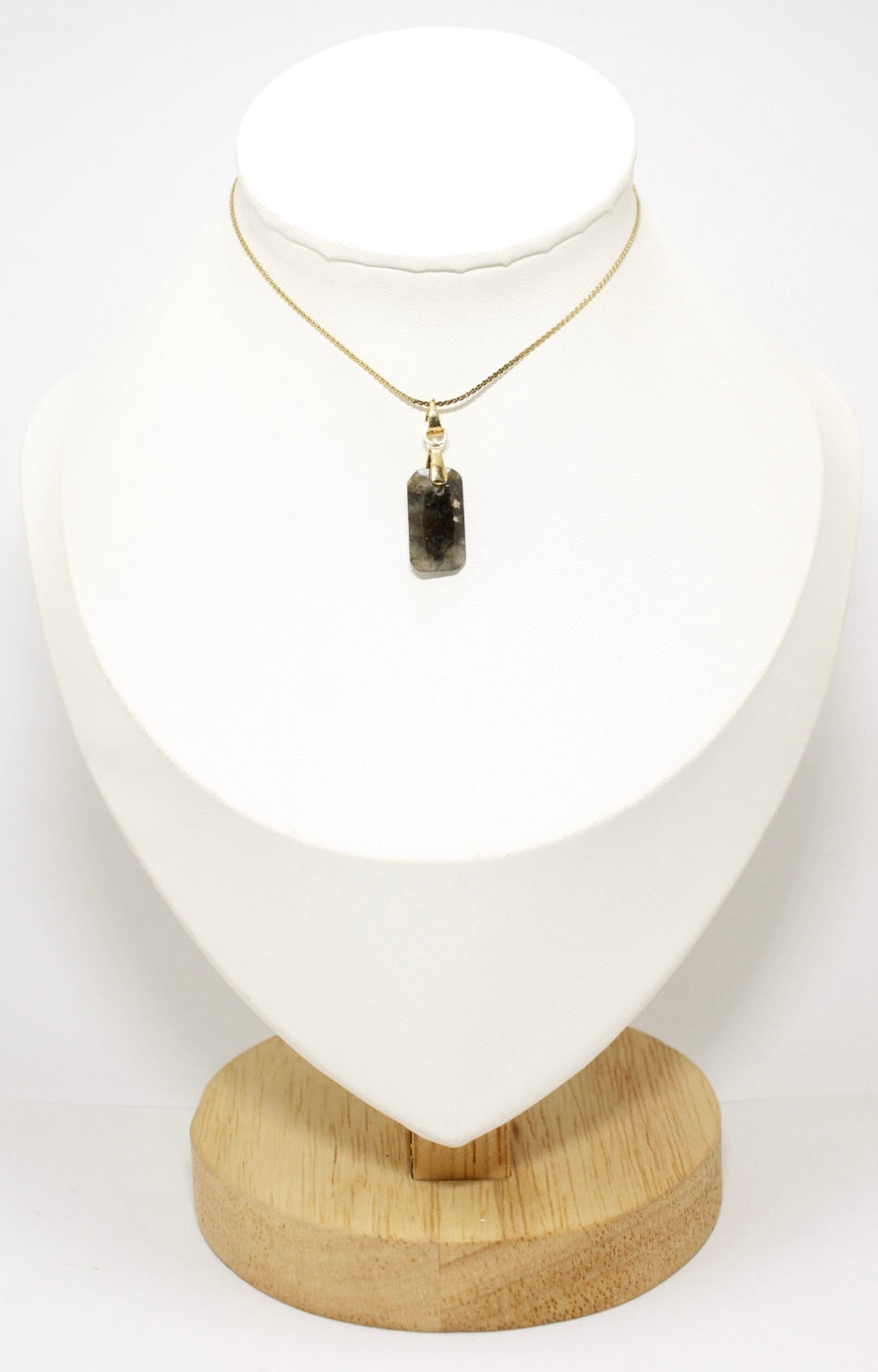 Collar Cuarzo Ahumado Rectangular Acero Inoxidable