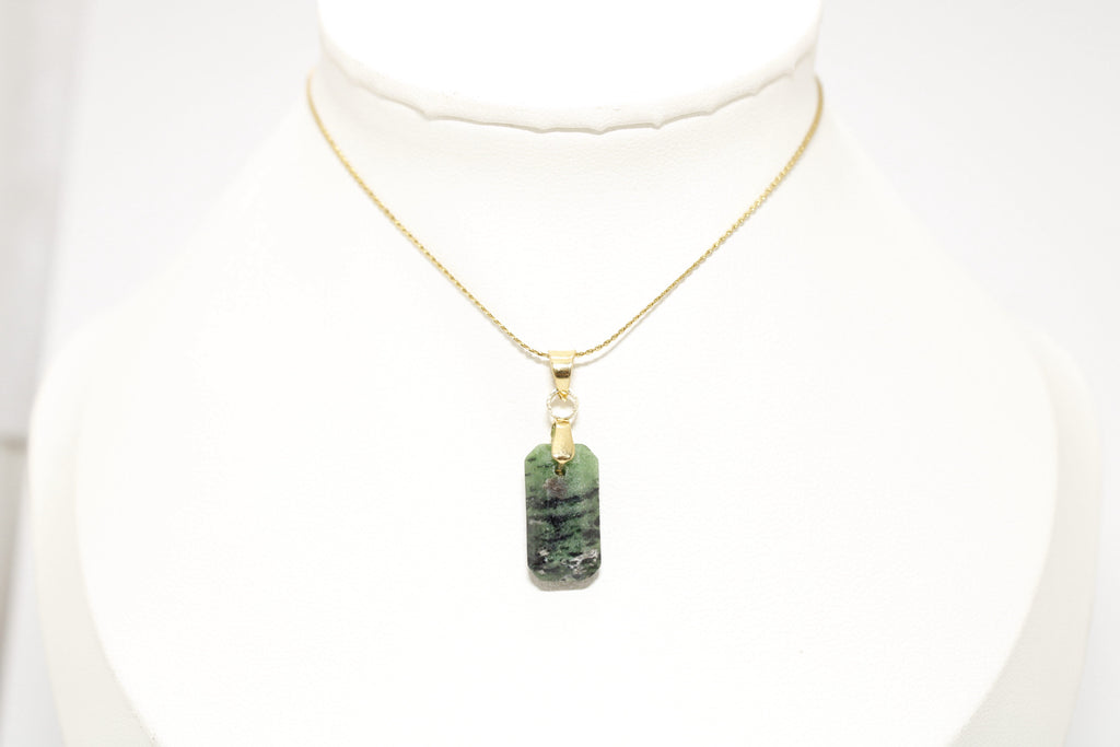 Collar Zoisita Rectangular Acero Inoxidable