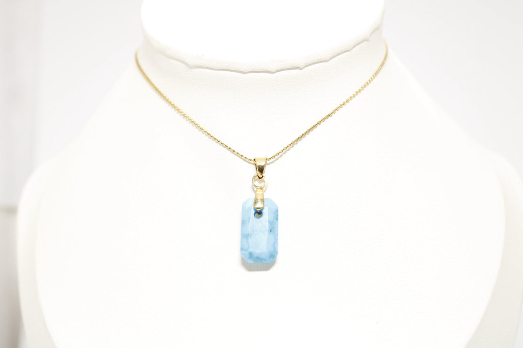 Collar Aguamarina Acero Inoxidable