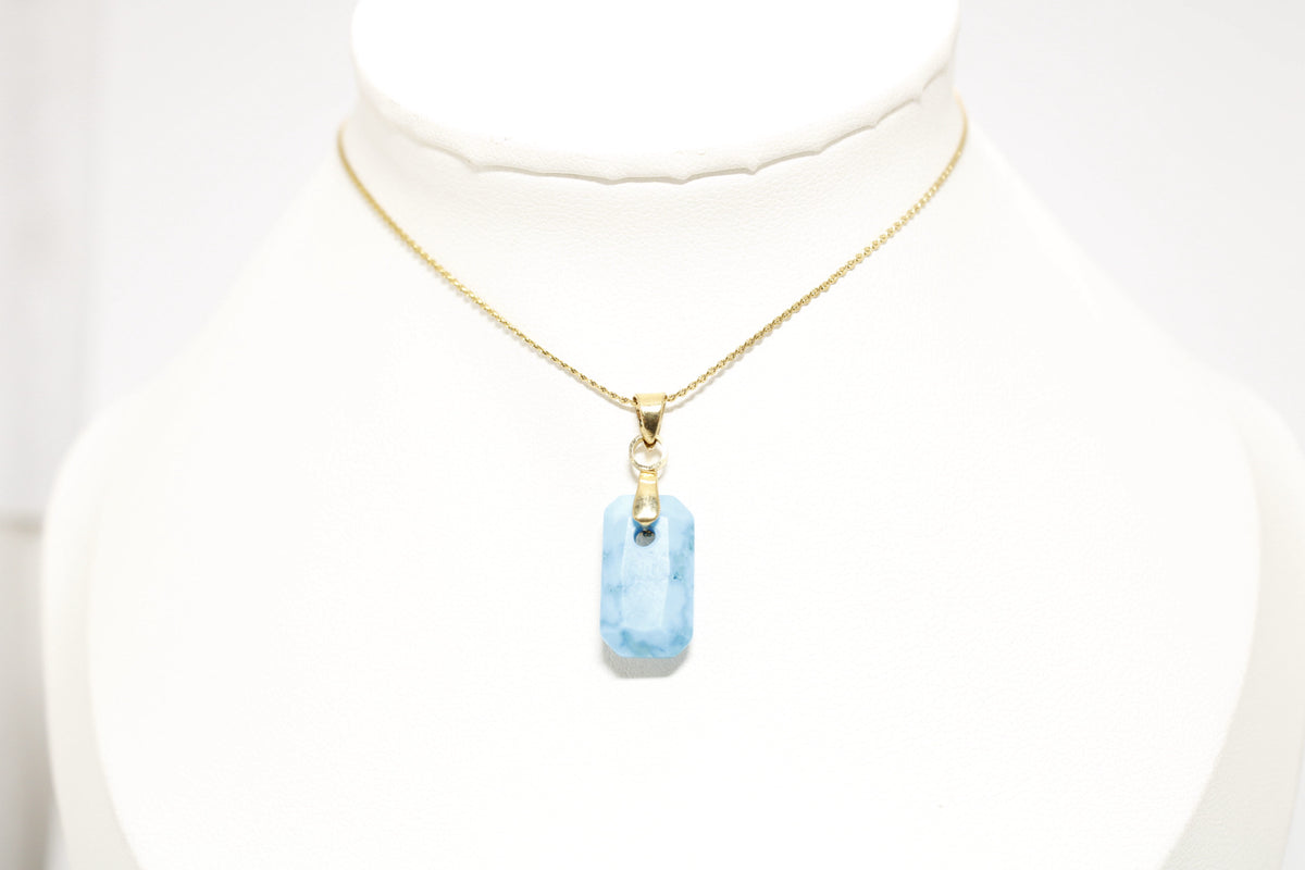 Collar Aguamarina Acero Inoxidable