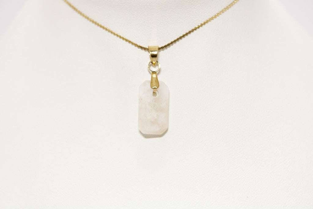 Collar Piedra Luna Rectangular Acero Inoxidable