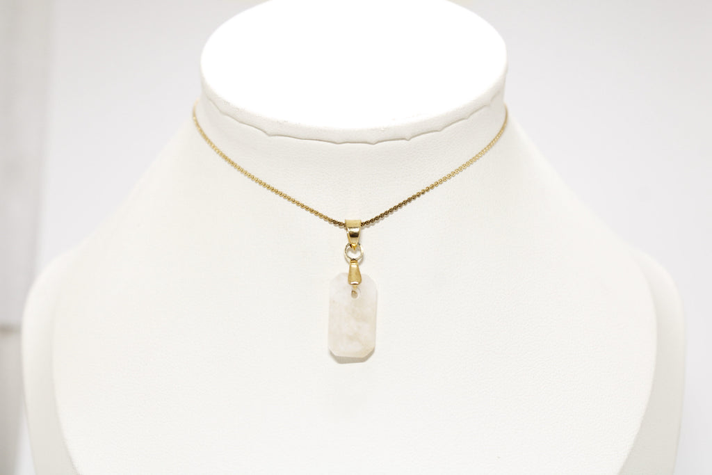 Collar Piedra Luna Rectangular Acero Inoxidable