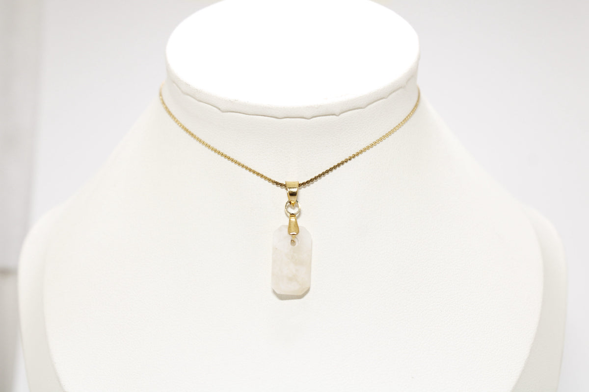 Collar Piedra Luna Rectangular Acero Inoxidable