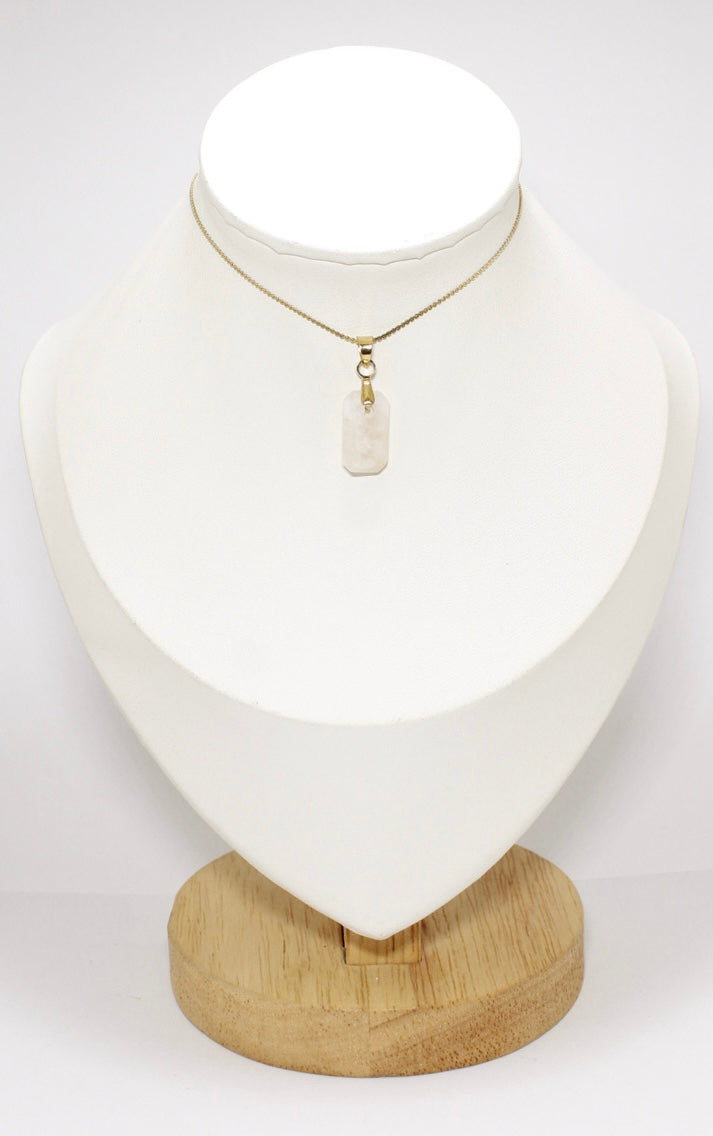 Collar Piedra Luna Rectangular Acero Inoxidable