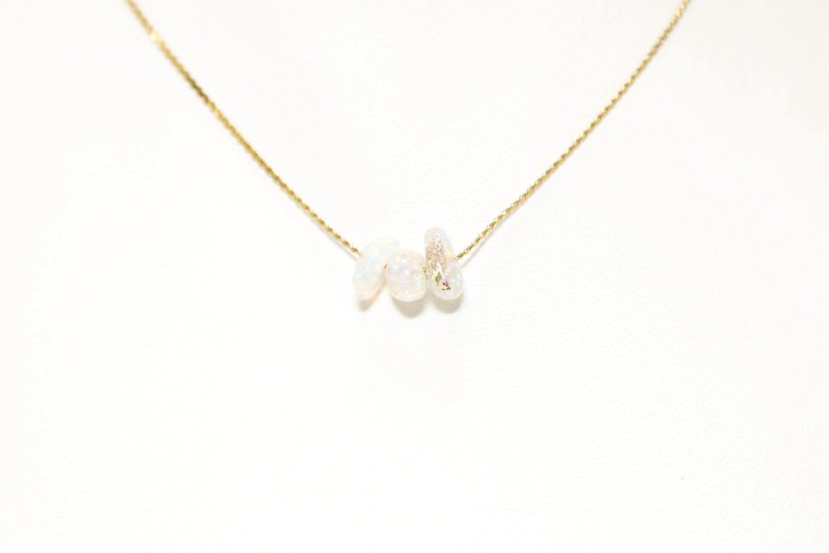 Collar Ópalo Triple Acero Inoxidable