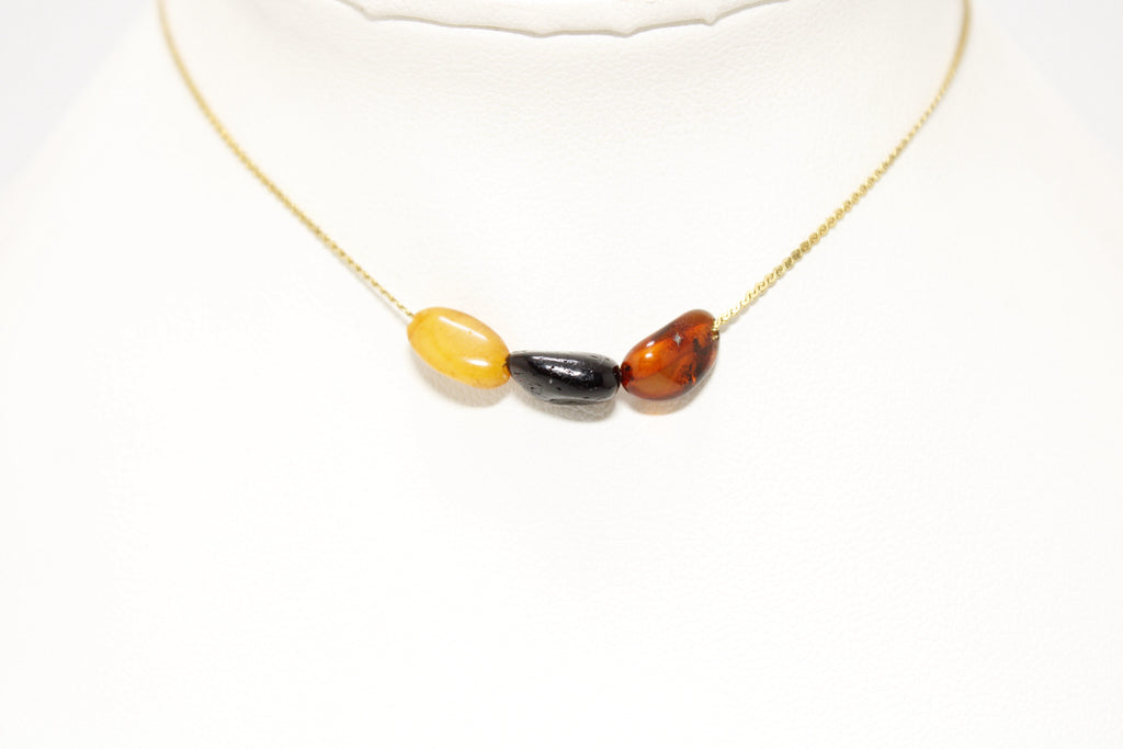 Collar Ámbar Triple Acero Inoxidable
