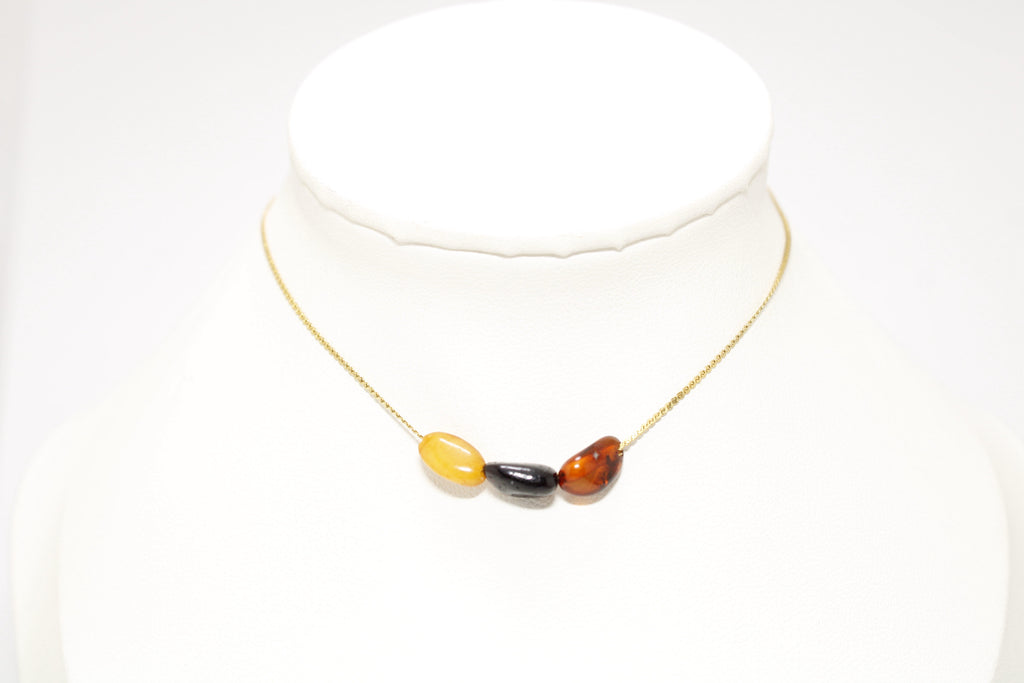 Collar Ámbar Triple Acero Inoxidable