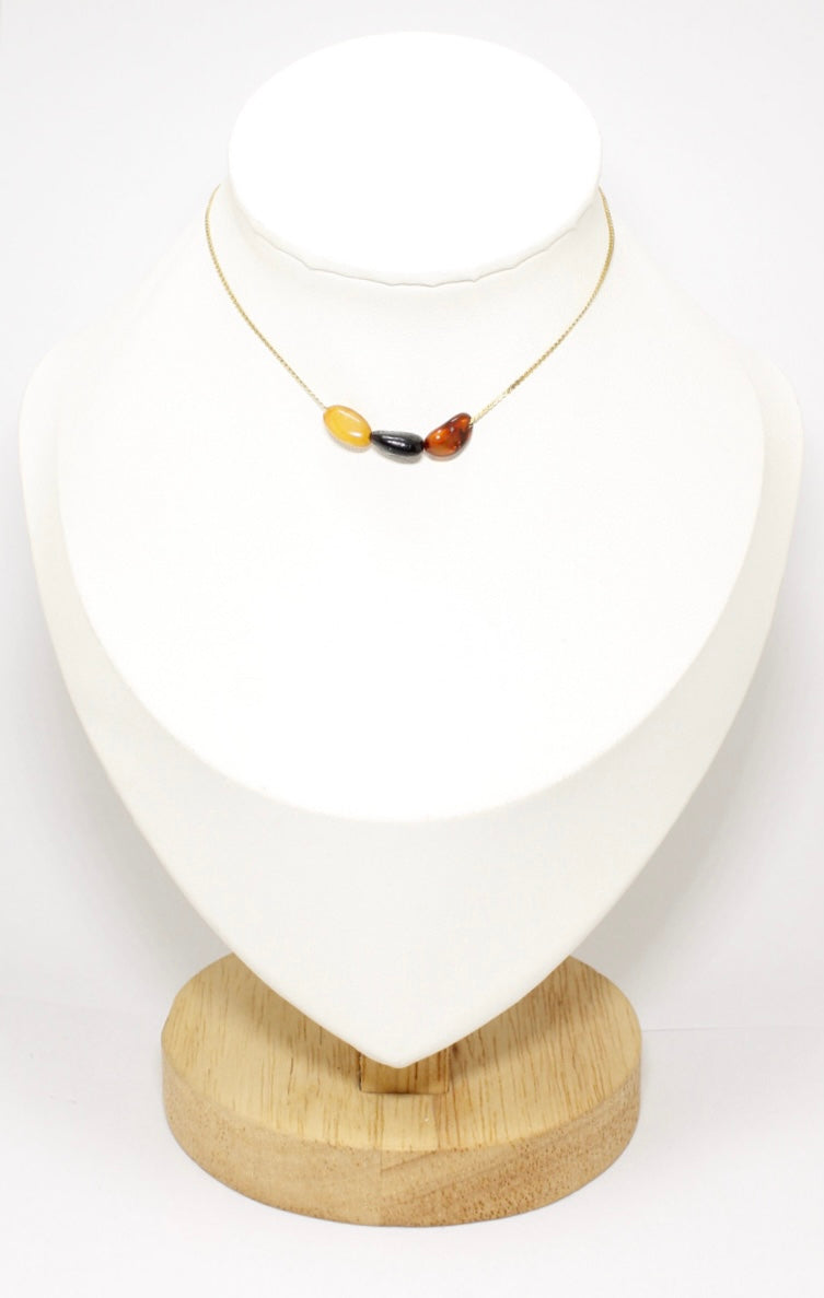 Collar Ámbar Triple Acero Inoxidable