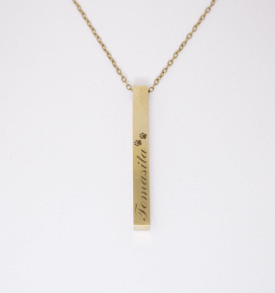 Collar dije rectángulo acero inoxidable dorado